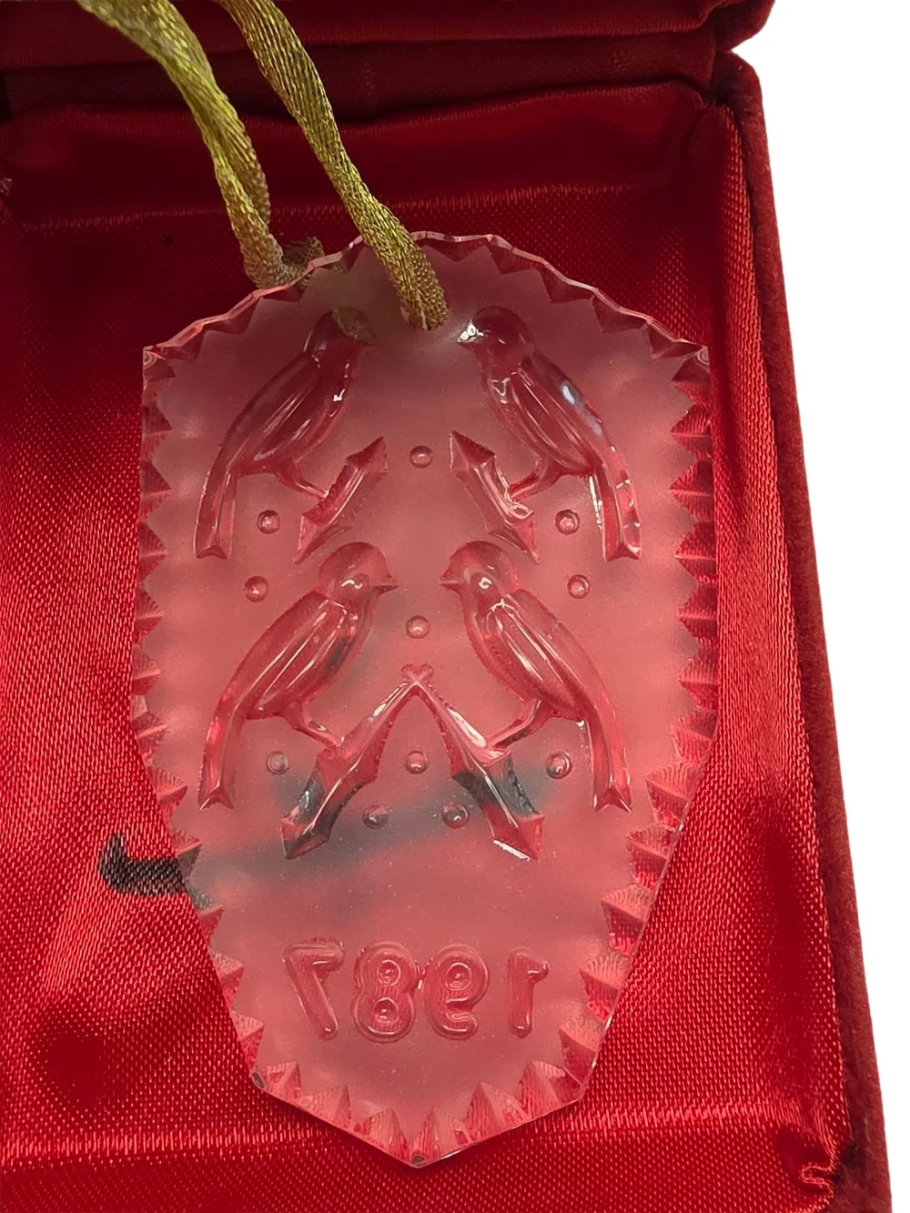Waterford Crystal Christmas Ornament 4 Calling Birds 1987 w/ Box